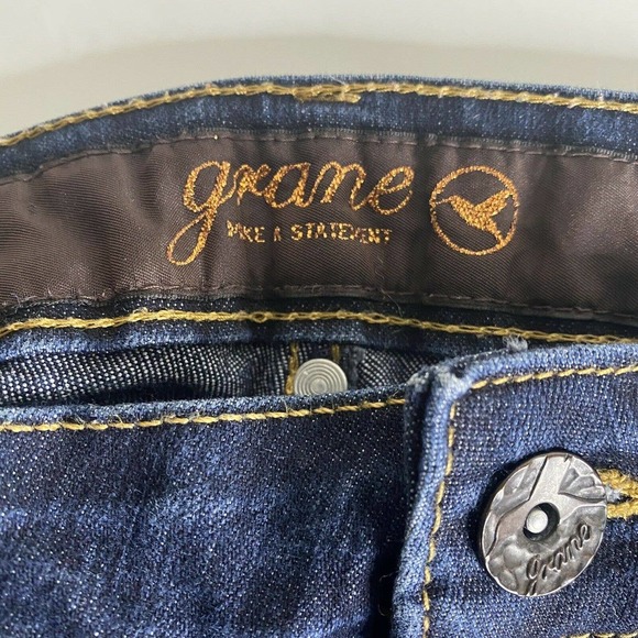 Grane Boot Jr blue jean Size 9 Short Dark Wash Embroidery - Picture 5 of 12